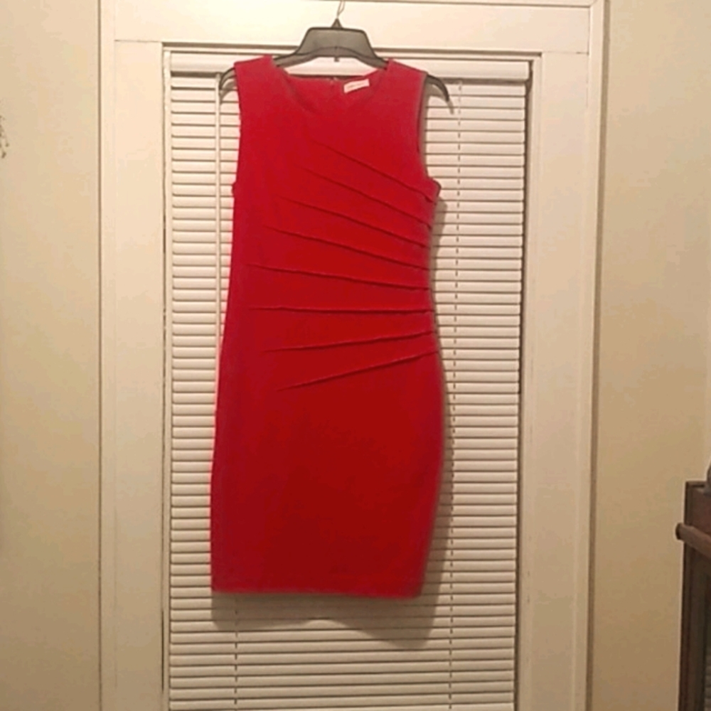 Red Clavin Klein sleeveless dress